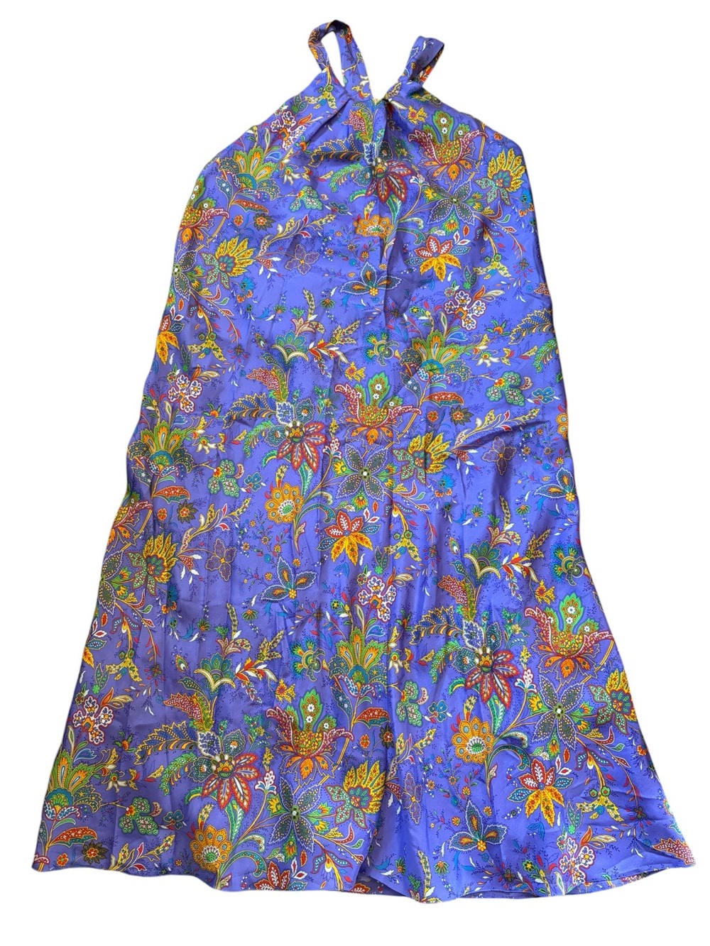 Ralph Lauren Collection 100% Silk Halter Dress Purple Paisley Floral 10 NWT